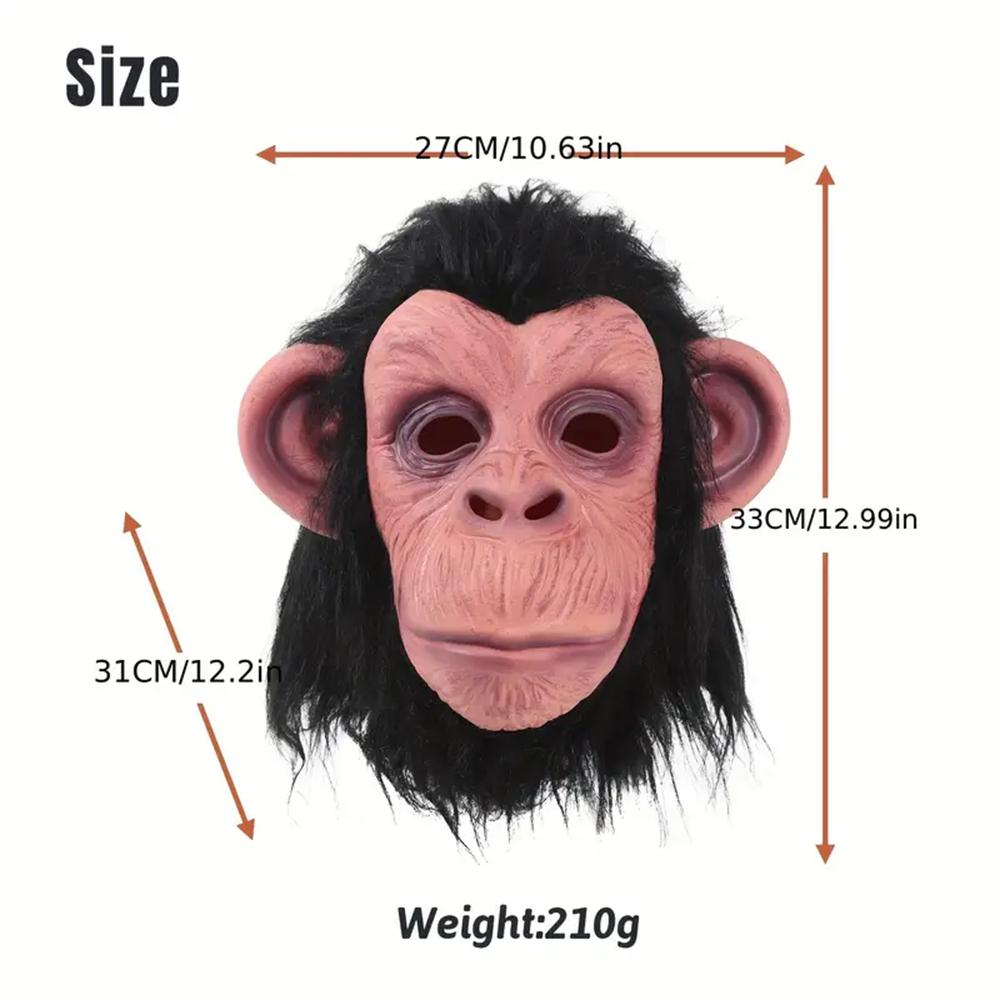 Black Hair Rubber Gorilla Mask Full Face Ape Headgear Latex Monkey Face for Halloween Cosplay Funny Animal Props