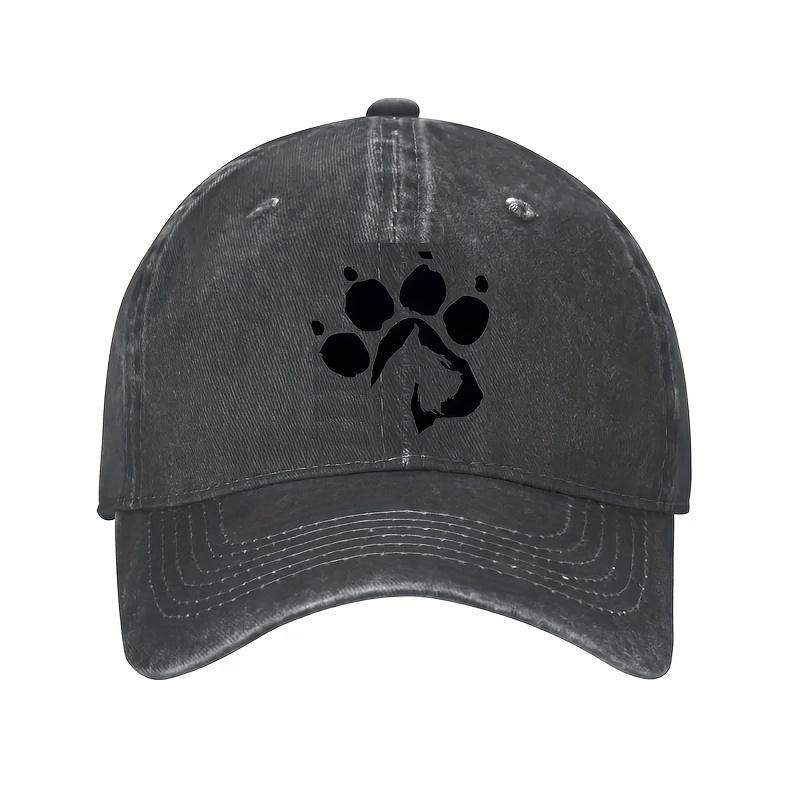 Dog Paw Print Silhouette Baseball Cap Cotton Adjustable Dog Owner Dad Hat Casual
