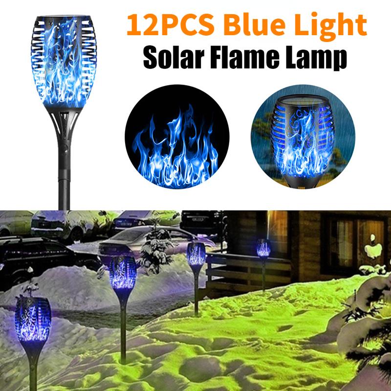 

12ED Солнечный Пламя Лампа Уличные Фонарики Водонепроницаемые Ландшафтные Синие Фиолетовые Газонные Лампы Танцующие Мерцающие Огни Для Декора Двора 6PCS Purple