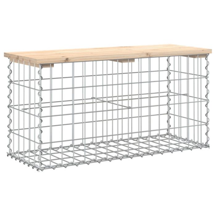 VidaXL Design Gabion Garden Bench 83x31.5x42cm Solid Pine Wood 834347