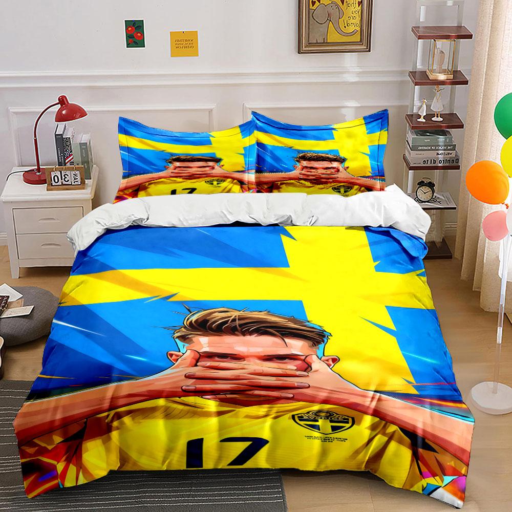 Yellow-blue cross design. Bedding sets Duvet cover sets Duvet covers Pillowcases(1 * Duvet Cover 2 * Pillowcases without duvet insert)