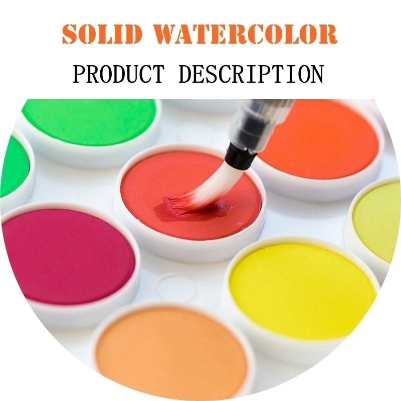12/16/18 Cores Portátil Sólido Aquarela Tinta Conjunto Aquarela Pincel Caneta Para Pintura Infantil Material de Arte