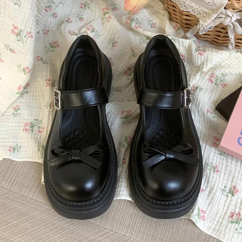 

Модные туфли «Лолита» с бабочкой, женские, винтажные, для девушек, туфли Мэри Джейн на платформе, для женщин, для студентов, на толстом каблуке, в стиле JK, для косплея 39