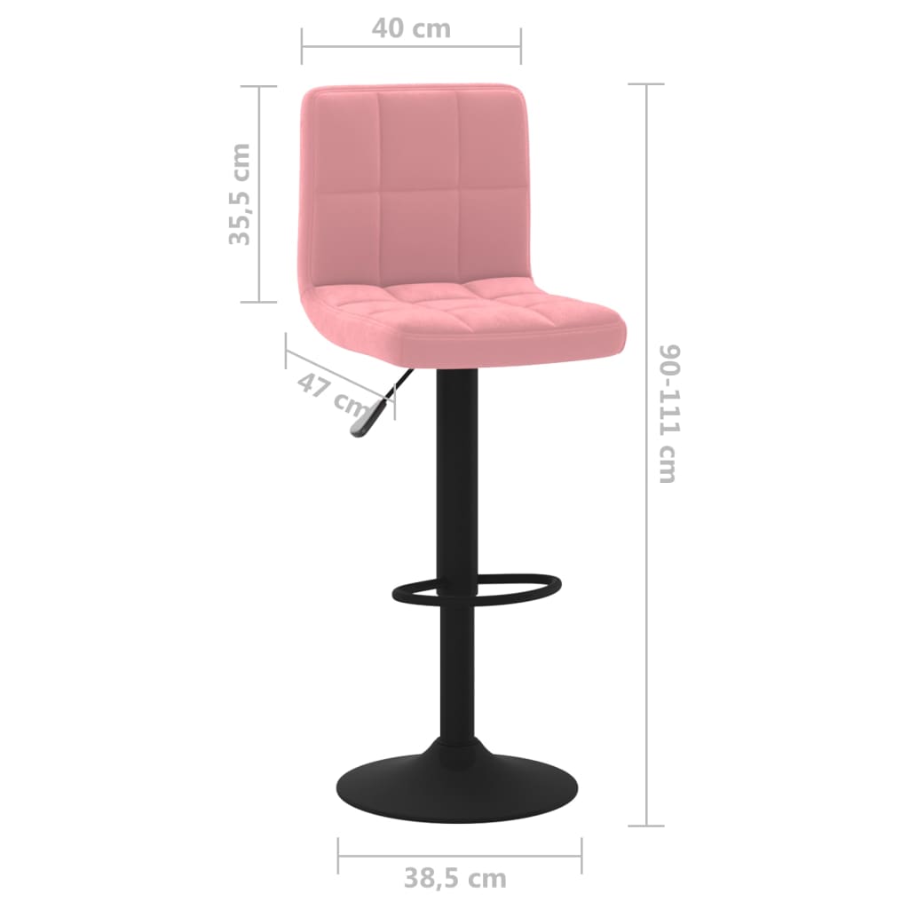 Bar Stool Set of 2 Pink Velvet