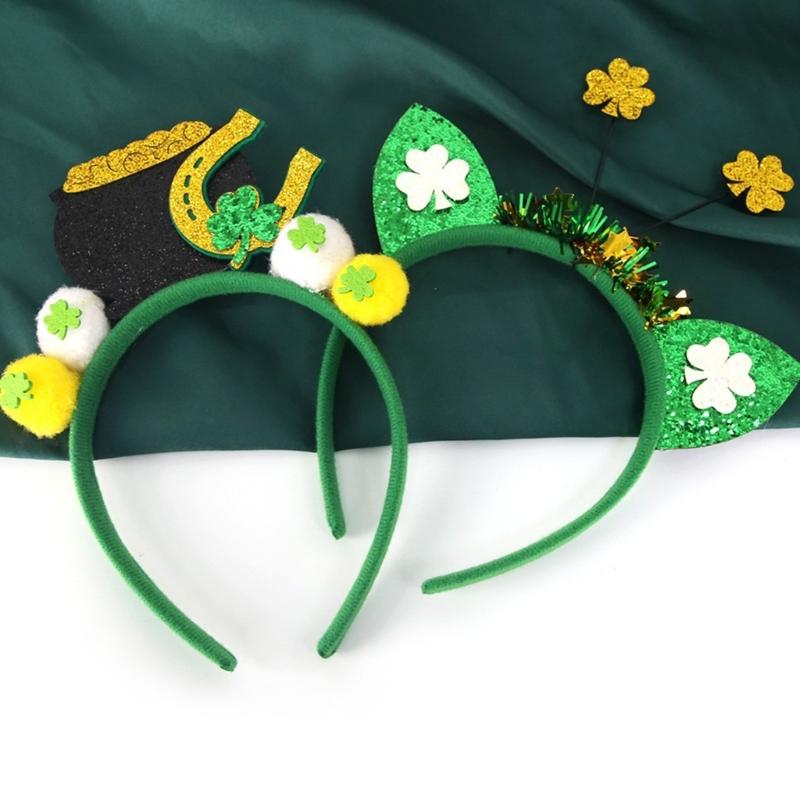 StPatricks Day HairHoop for Irish National Day Celebration Glittering Powder Headband for Theme Party Festival Gathering