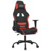 Gaming Chair with Massage Function and Footrest Black and Red Fabric