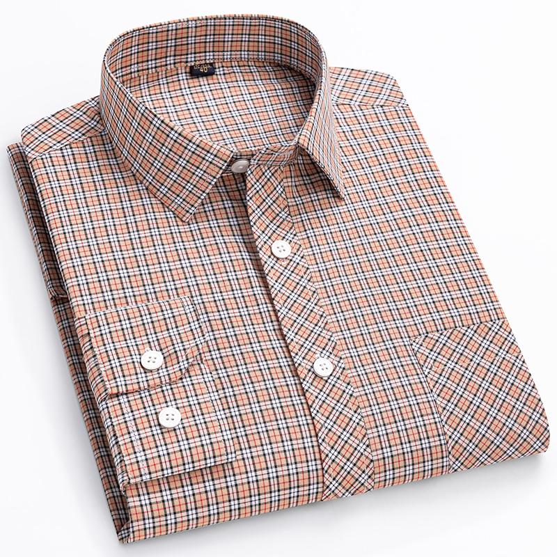 Spring Summer Thin Men's Shirt Long-Sleeved Cotton Plaid Shirt Formal Fashion Soft Breathable Classic Basic Casual  Shirts