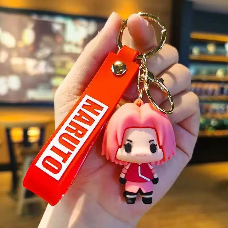 Anime Naruto Keychain Fashion Jewelry Animation Figurine 7Cm Pvc Keyring Uzumaki Kakashi Action Figures For Men Women Bag Pendant