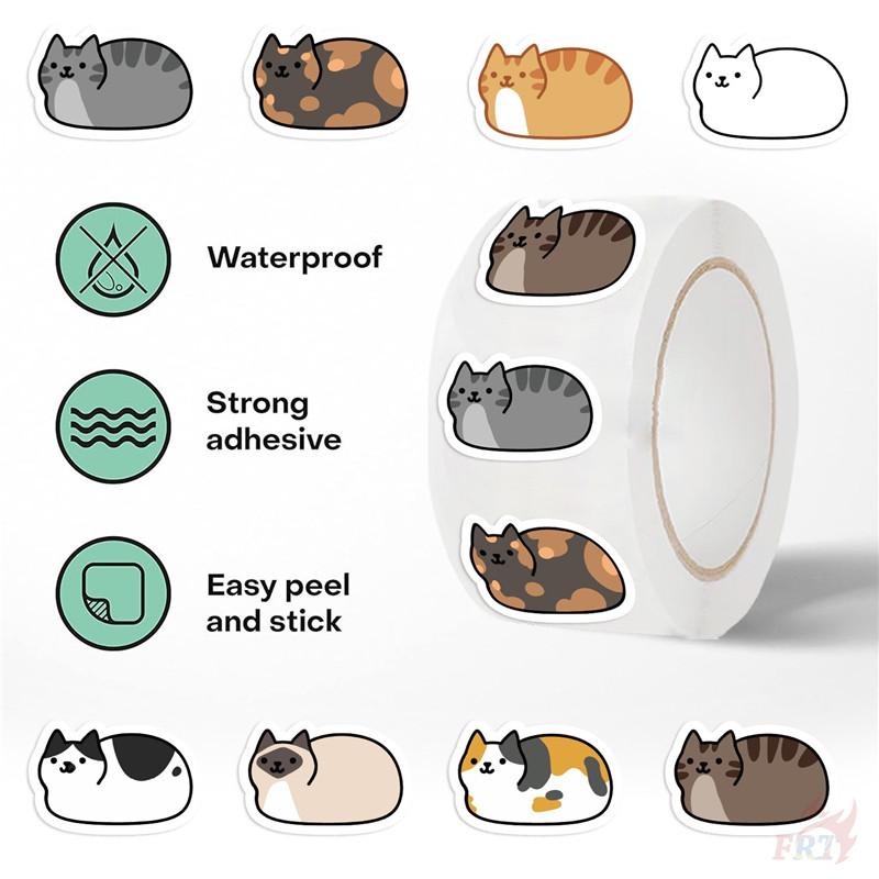 500Pcs/Roll Q Fat Cats Kids Rewards Stickers - DIY Scrapbooks Album Decor Sealing Label Decals