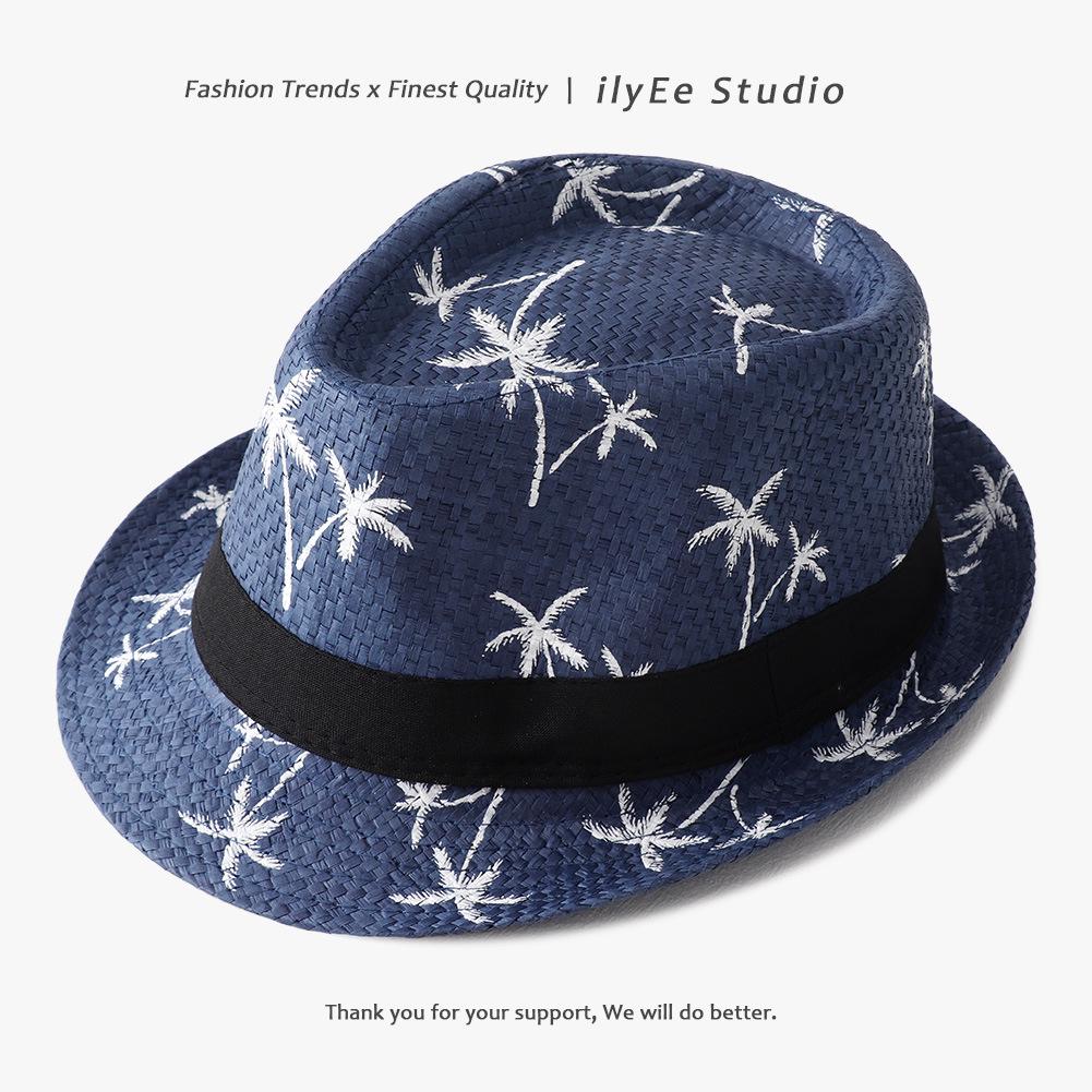 Men's and Women's Summer Straw Fedora - Sunshade Panama Beach Hat with Sunscreen Protection