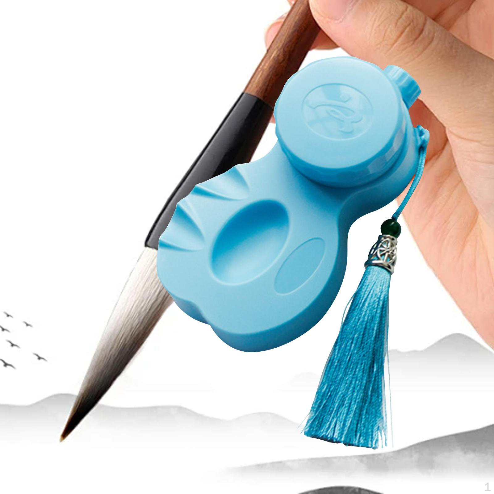 

Держатель чернил для каллиграфии с крышкой. Ящик Inkslab для бассейна, колодец для практики рисования. синий