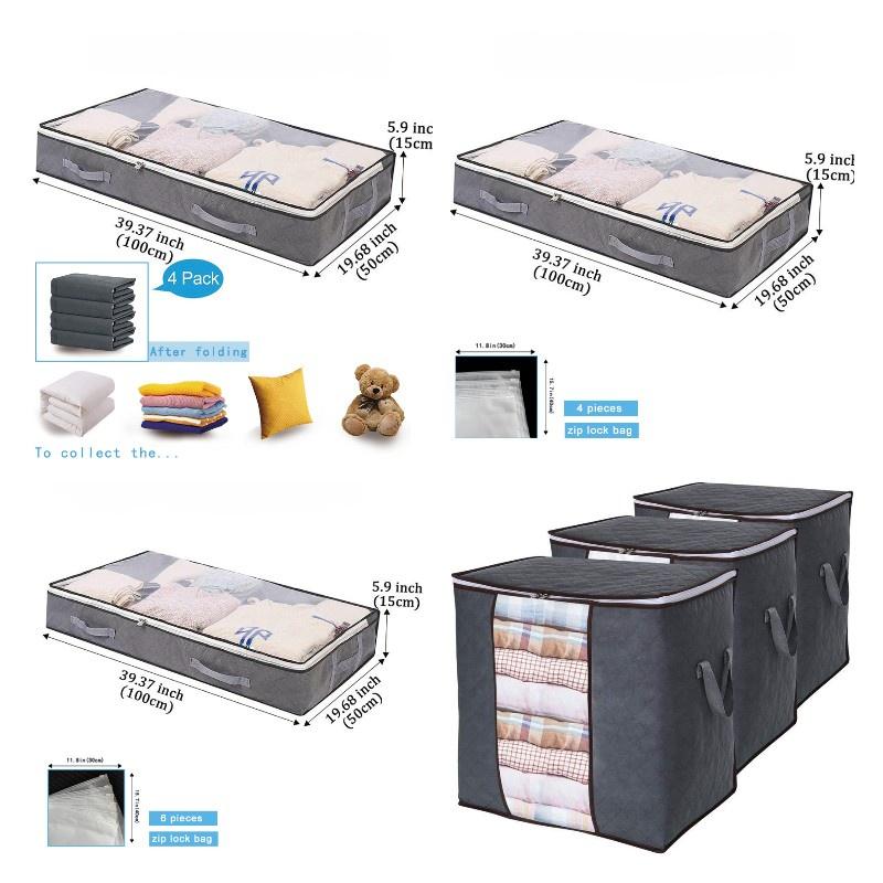 Transparent Bed Bottom Storage Box, Foldable Cotton Quilt Bag, Clothing Storage Bag, Household Wardrobe Clothes Storage Dustproof Sorting Bag