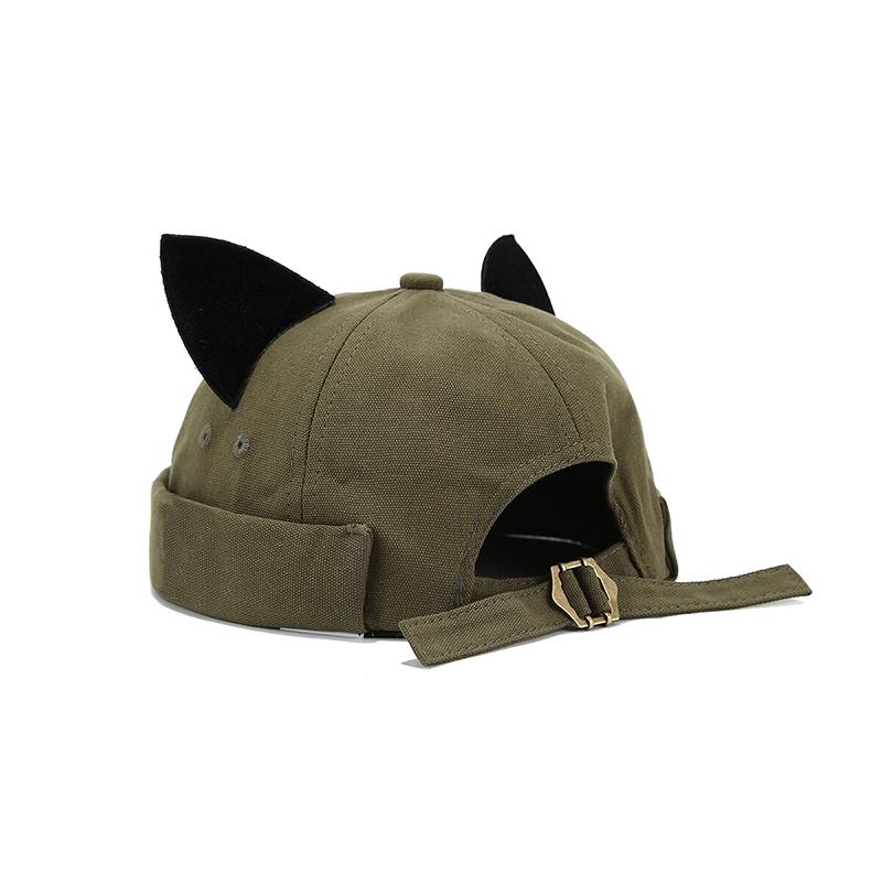 Cute Kids Brimless Hat with Cat Ears Solid Color Design Perfect for Outdoors and Breathable