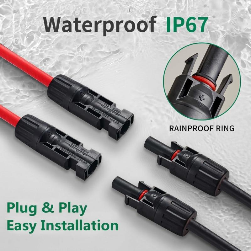 10AWG Solar Panel Y-Branch Connector Cable  1 in 2 Out PV Splitter Extension Wire  Waterproof Photovoltaic Adapter Cord