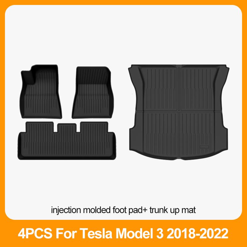 Car Floor Mats For Tesla Model 3 2018 2019 2020 2021 2022 Premium All Weather Anti-Slip Waterproof TPE Floor Liners Mat Pads