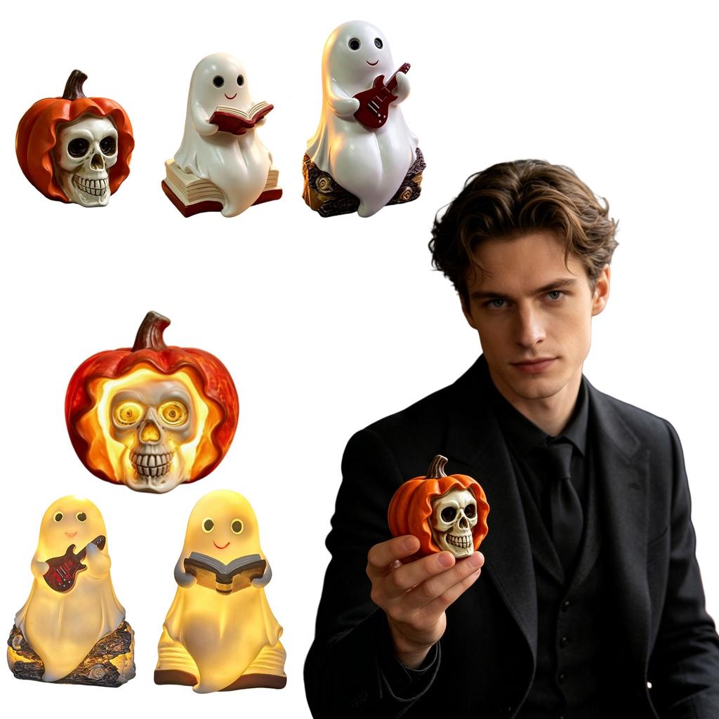 Halloween Glowing Figurine with LED Lights for Party Tabletop Decoration