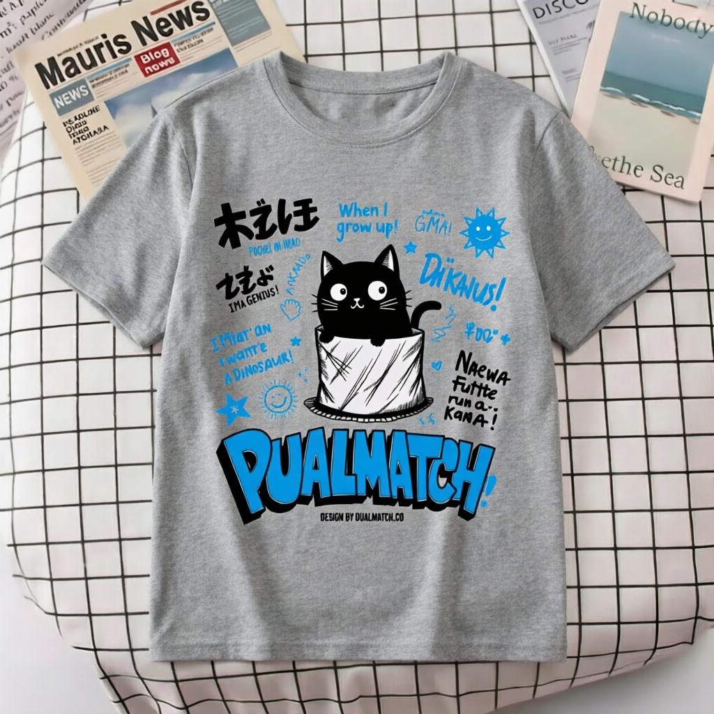 

Unisexs PUALMATCH Black Cat Print T Shirt Casual Cotton Short Sleeve Crewneck Graffiti Cartoon Streetwear Hip Hop Tops 4XL