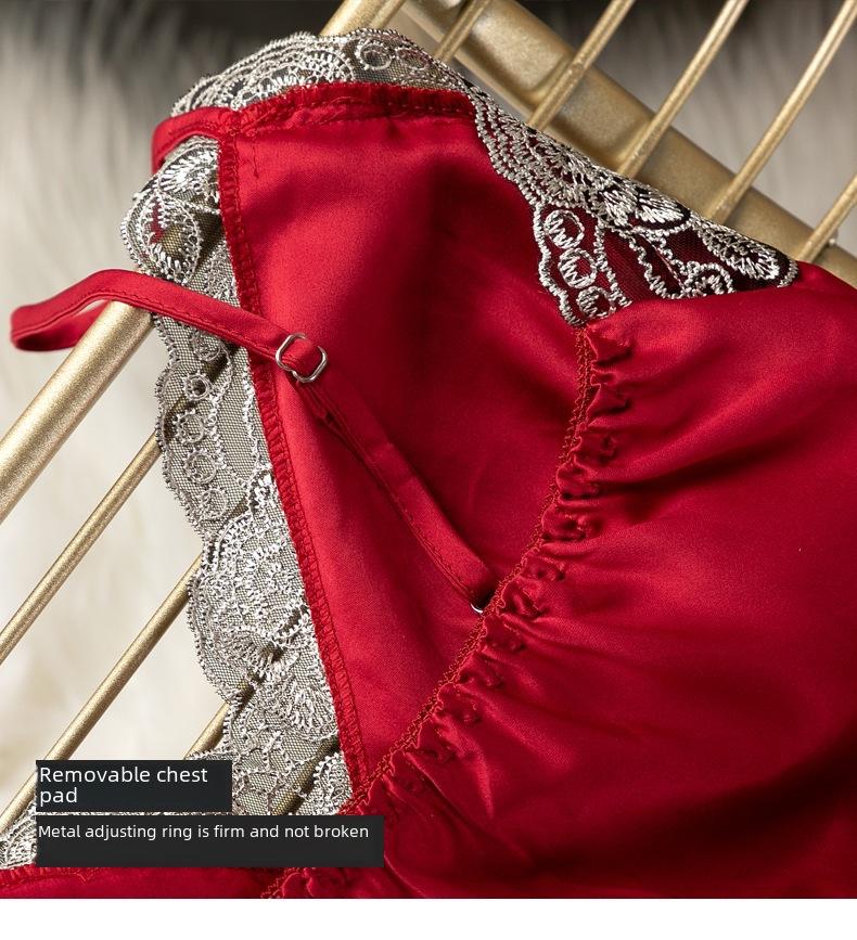 Frühlings-/Sommer Damen Seidig Weiches Pyjama-Set: Sling, Nachthemd, 5-teilige Homewear