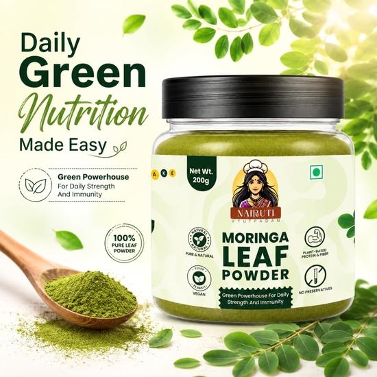 Moringa Leaf Powder 200g | 100% Pure Sahjan Superfood — Immunity, Iron & Calcium Rich • Preservative-Free • Farm-Sourced