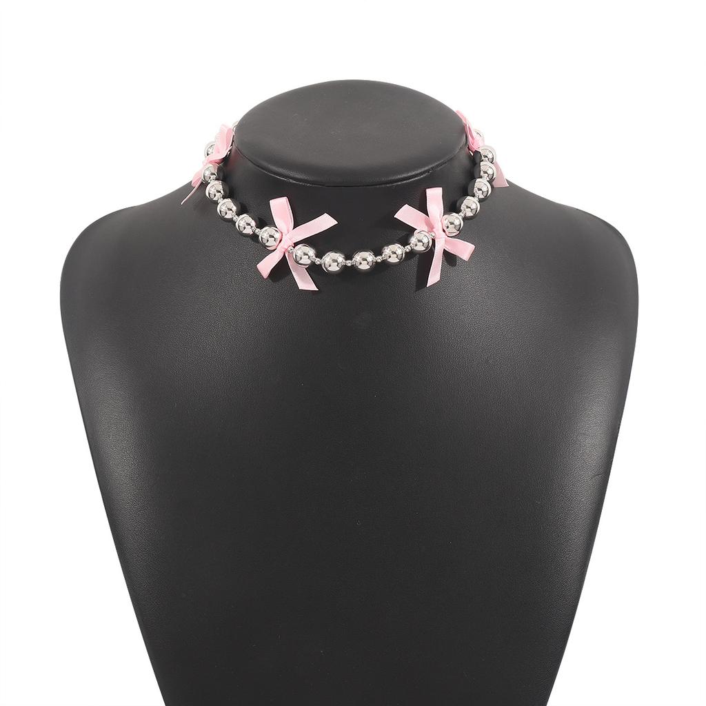 Tooxika Temperament Premium Feeling Collarbone Chain Spice Girl Style Bowknot Beaded Necklace