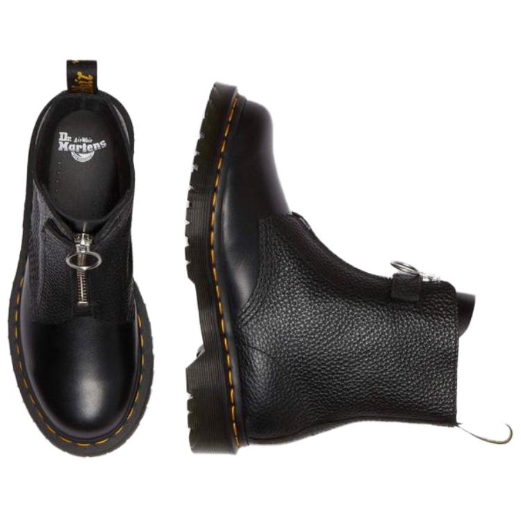 Dr. Martens 1460 Front Zip Leather Lace Up Boot Black Women Sneakers 32054001