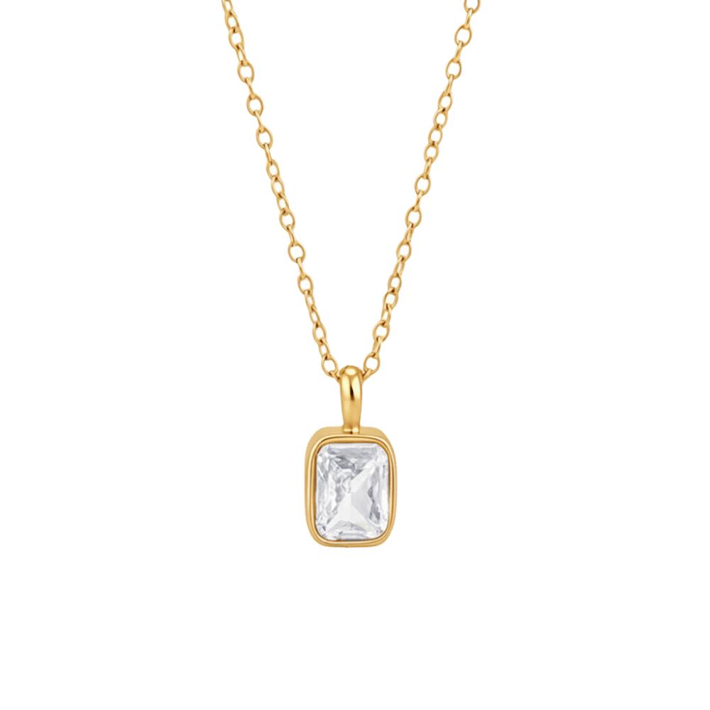 Waterproof Geometric Pendant Necklace PVD Plated Heart Pendant Necklace For Women