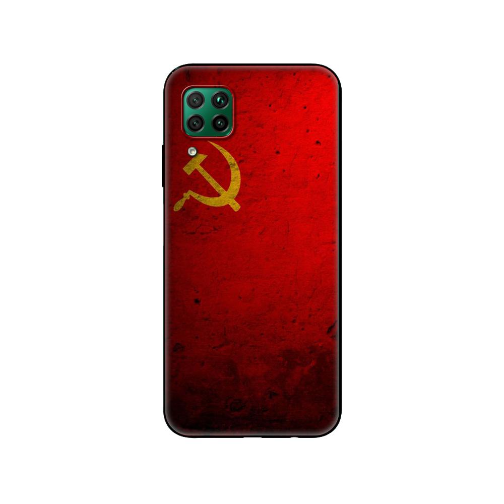 Black Tpu Case For Huawei P30 Lite P30 Pro P40 Case For Huawei P40 LITE E P Smart 2020 Case Cover Soviet Union USSR Grunge Flag