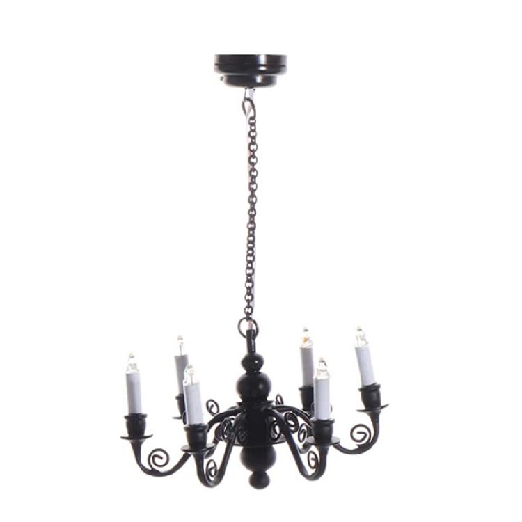 Sześcioramienna Lampa Sufitowa Miniaturowy Model Żyrandola do Domków dla Lalek w Skali 1/12 Akcesoria Oświetleniowe do Salonu Sypialni