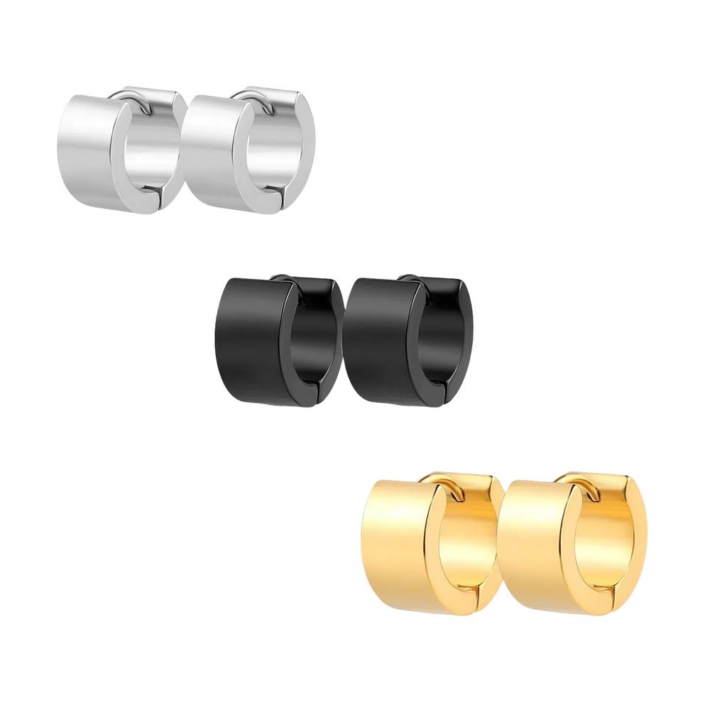 New in Trendy Minimalist Stainless Steel Hoops Ear Piercings Earrings Round for Men Woman Waterproof Vintage Jewelry Decoration