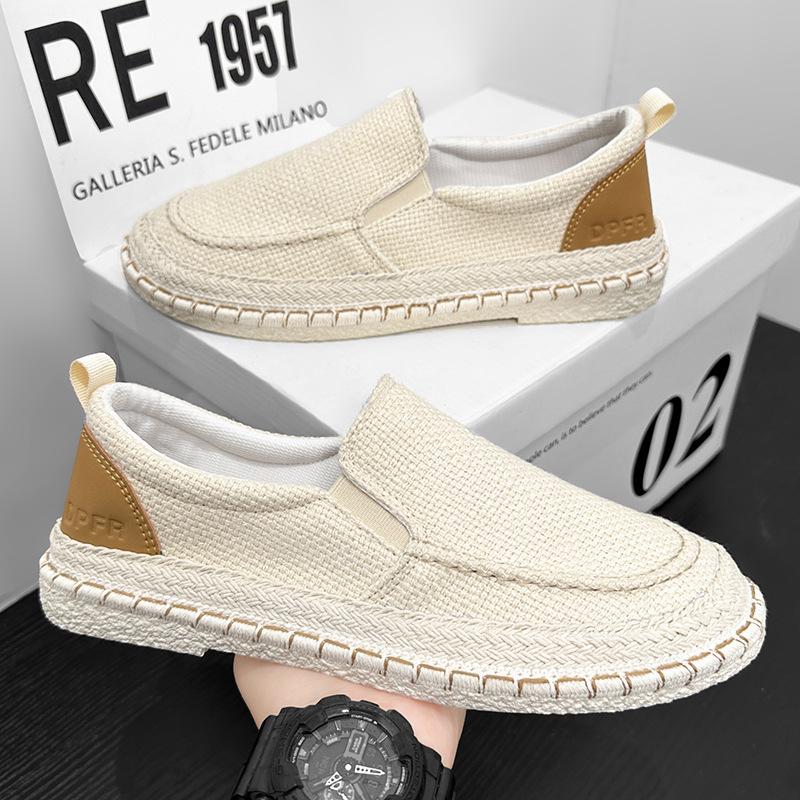 2025 New Canvas Men's Shoes Summer Casual Old Beijing Linen Shoes Men's Lazy One-pedal Fisherman Tide Shoes