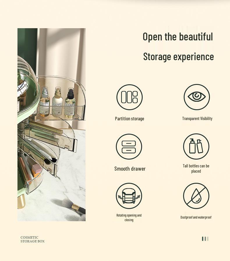 Elegant Dustproof Cosmetic Organizer – High-Capacity Skincare Storage with Light Luxury Design