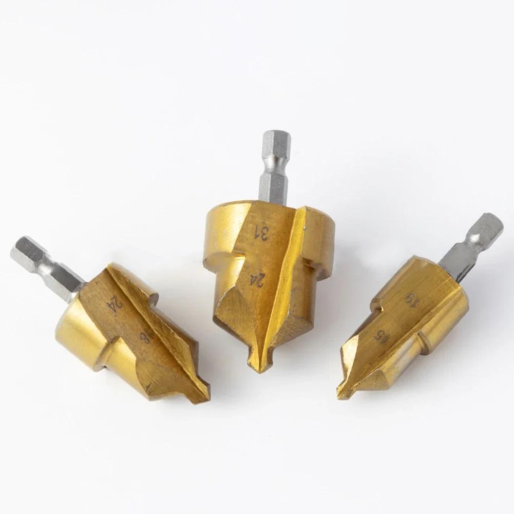 1set Plastic Pipe Drill Punching Tool Water Pipe Expansion Drill Bit Lifting Step Drill Bit Hex Shank Plumber Repairig Reaming