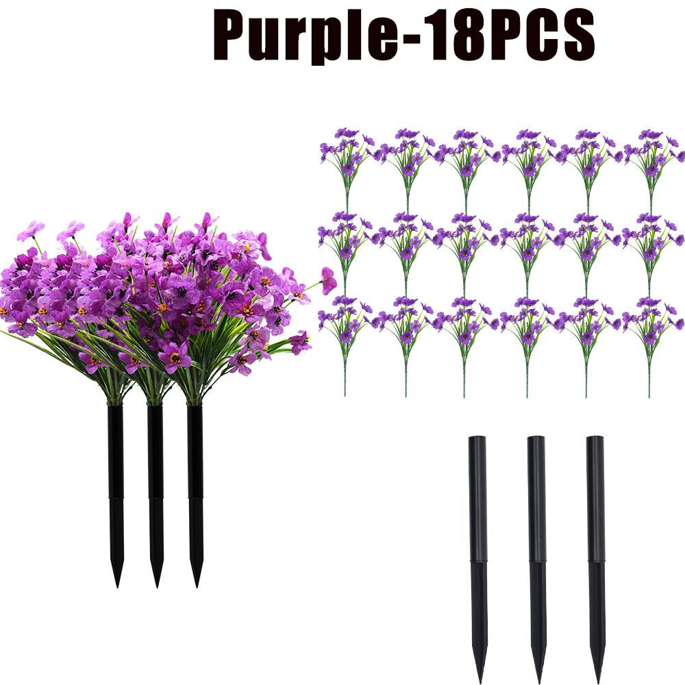 Artificial Violet Flowers Fake Spring Grass Faux Plants for Wedding Garden Decor Outdoor Artificial Floral Home Decoration