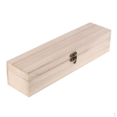 Unpainted Wood Jewelry Storage Box with Hinged Lid Case for Kids Toys Crafts