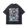 Harajuku Retro Japanese Two-Dimensional Cartoon Printing Washed And Old Heavy Cotton Short-Sleeved T-Shirt Trendy Men And Women