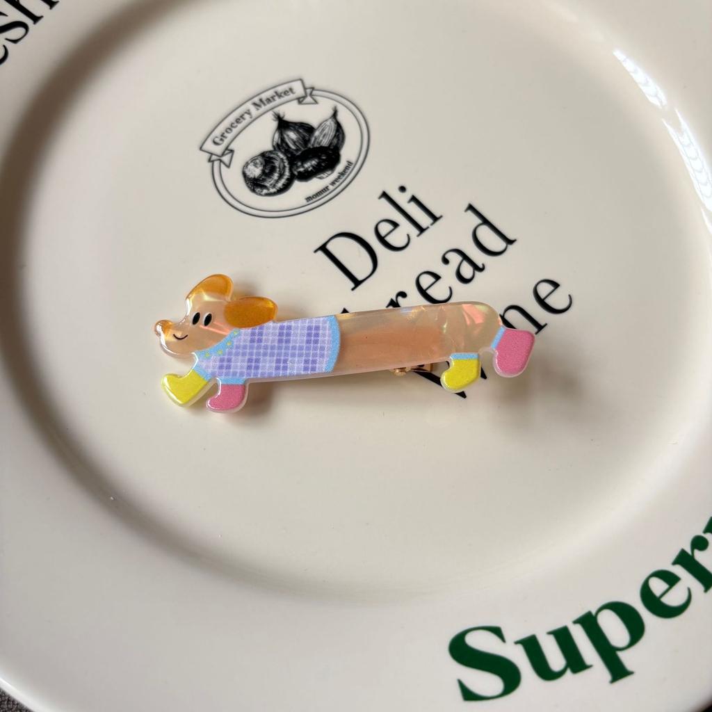 1/4 Stück niedliche bunte Laserstreifen Hundehaarspange für Mädchen Herz vielseitig Student Cartoon Haarschmuck weiblich