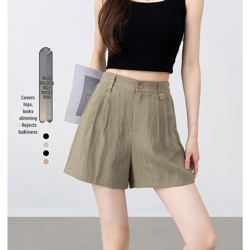 Linen Blend High-Waist Short Trousers S