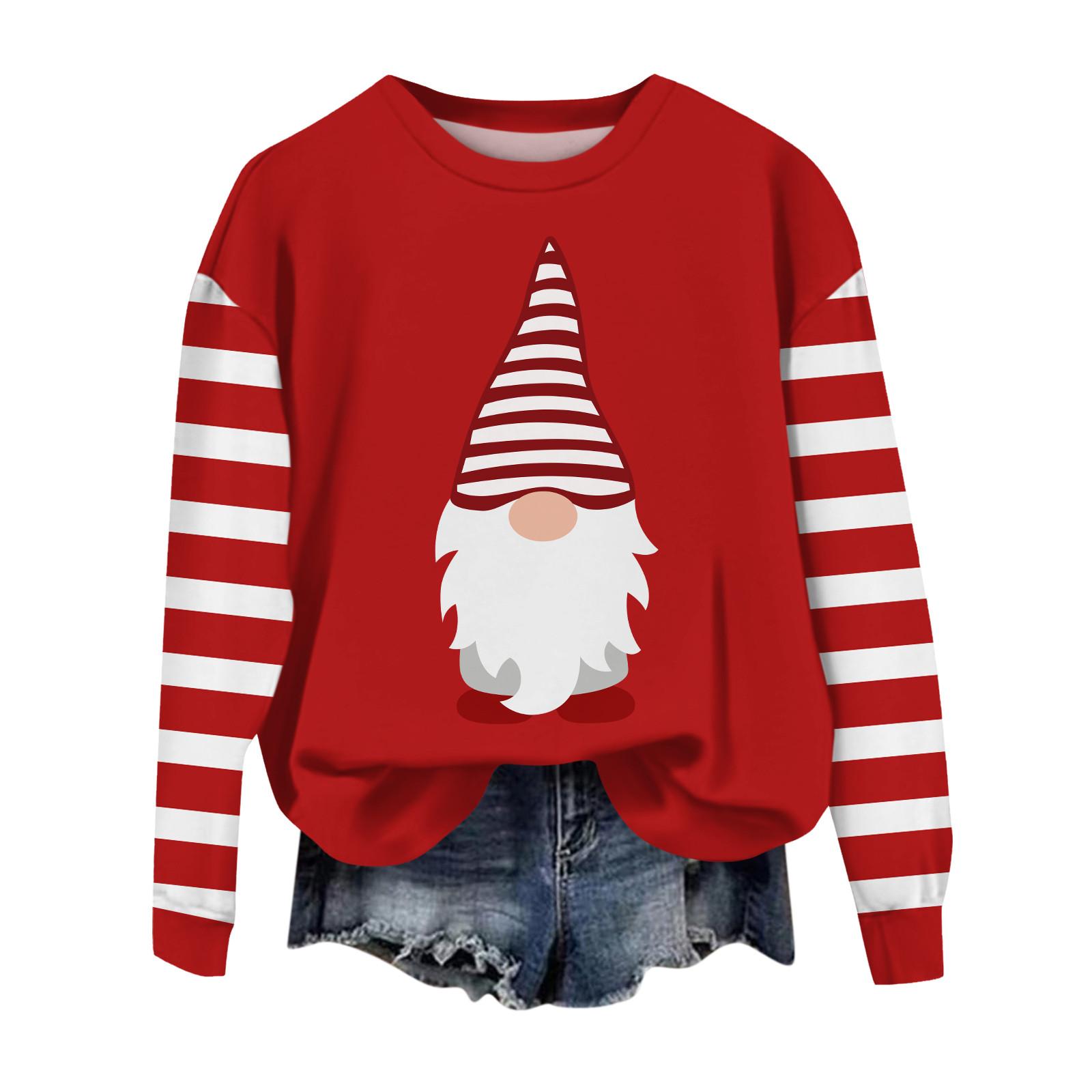 

Женские повседневные модные принты с длинным рукавом и круглым вырезом, пуловеры с капюшоном XXL красный