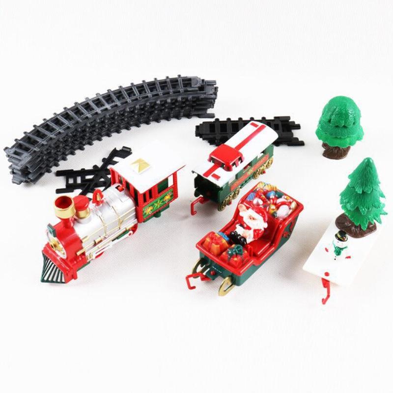 Electric Train Set Safe Realistic Railway Train Christmas Battery-Powered Santa Claus Train Toys Ornaments for Kids Gift