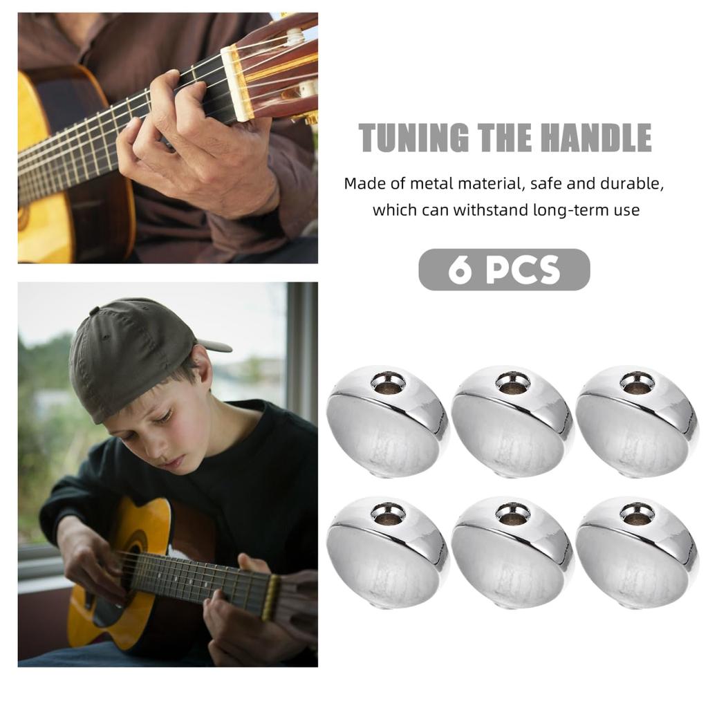 LIFKOME Set of 6 Metal Small Oval Guitar Tuning Peg Replacement Head Buttons for Classical Instrument Parts Tuners, Keys, Guitar,