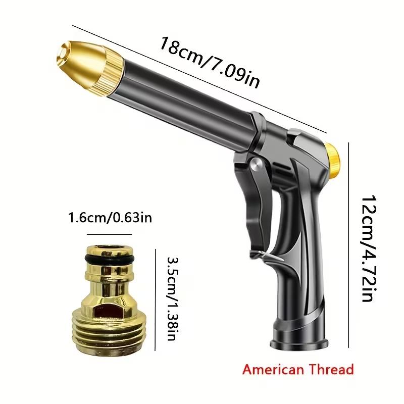 

1pc High Pressure Garden Water Gun Plastic Body Multifunctional Nozzle for Car Washing Plant Watering & Outdoor Strong Cleaning чёрный