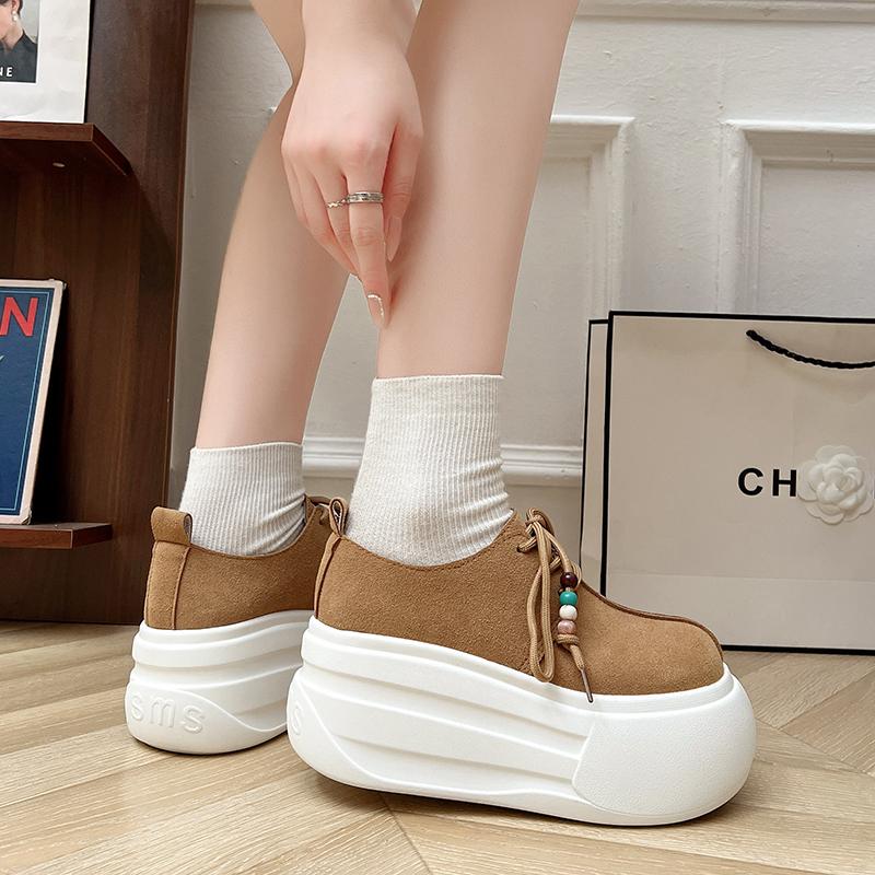 Fashion Microfiber Suede Platform Women Loafers 2025 New Brand Trend Fashion 8cm Thick Sole High Heel Walking Casual Shoes