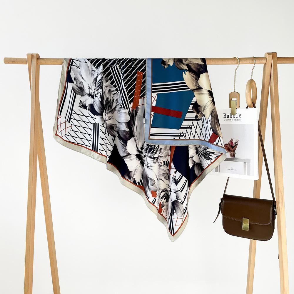 90*90Cm Square Scarf Twill Cotton Feeling Women Head Shawls And Wraps Luxury Print Neck Scarves Hijab Bandana Pashmina