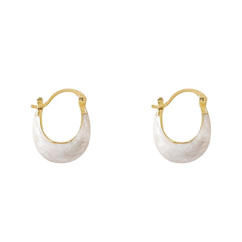 

Элегантные белые серьги-кольца с капельной глазурью для женщин - Модный французский стиль 2023 года, Универсальные серьги-пусеты