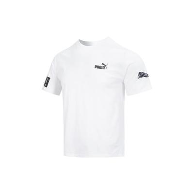 American Retro Logo Print Crew Neck Short Sleeve T-Shirt Men Tops White 676675-02