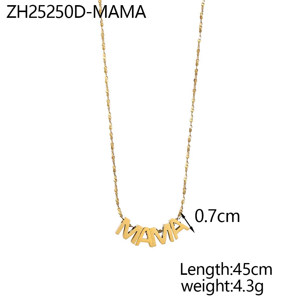 

Hip Hop 18K Gold Plated Stainless Steel Flat Snake Chain Necklaces with DIY MAMA Heart Letters for Party Mom Gift Women