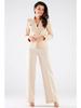Elegant High-waisted Trousers with Wide Legs and Pleats, Beige L