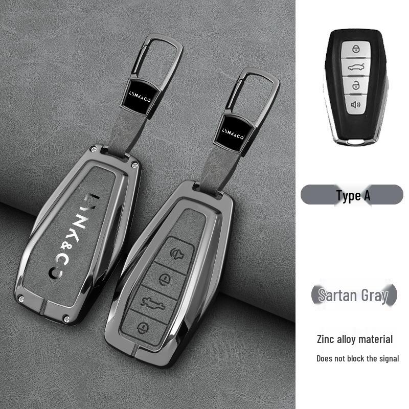 Premium Metall Schutzhülle für Lynk & Co 01 PHEV Schlüssel, Anti-Fall Schale mit Schnallenverschluss für Männer und Frauen