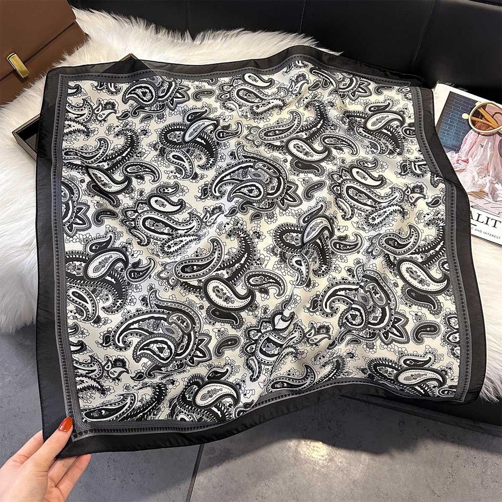 Designer Silk Square Scarf Women Satin Shawl Wrap Hijab Female Hair Band Wrist Luxury Headkerchief 70*70cm Echarpe 2025 Bandana