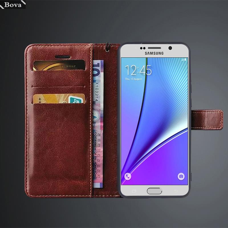 Kartenhalter Hülle für Samsung Galaxy Note 5 N920F N9200 PU Leder Klapphülle Retro Brieftasche Handyhülle Business Fundas Coque